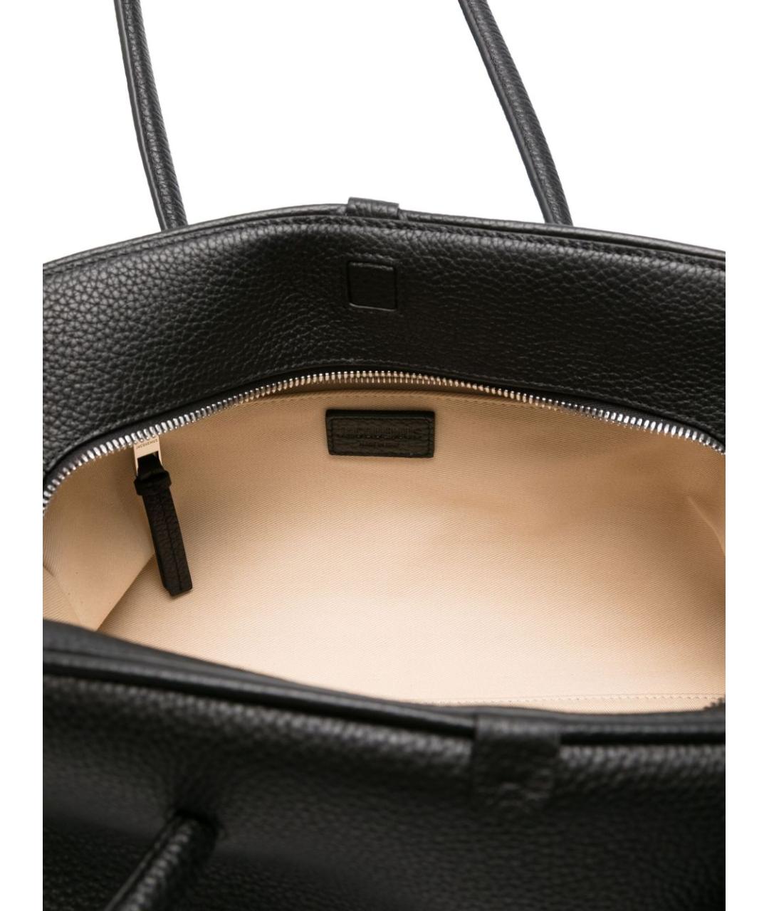 JACQUEMUS Черная кожаная сумка тоут, фото 3