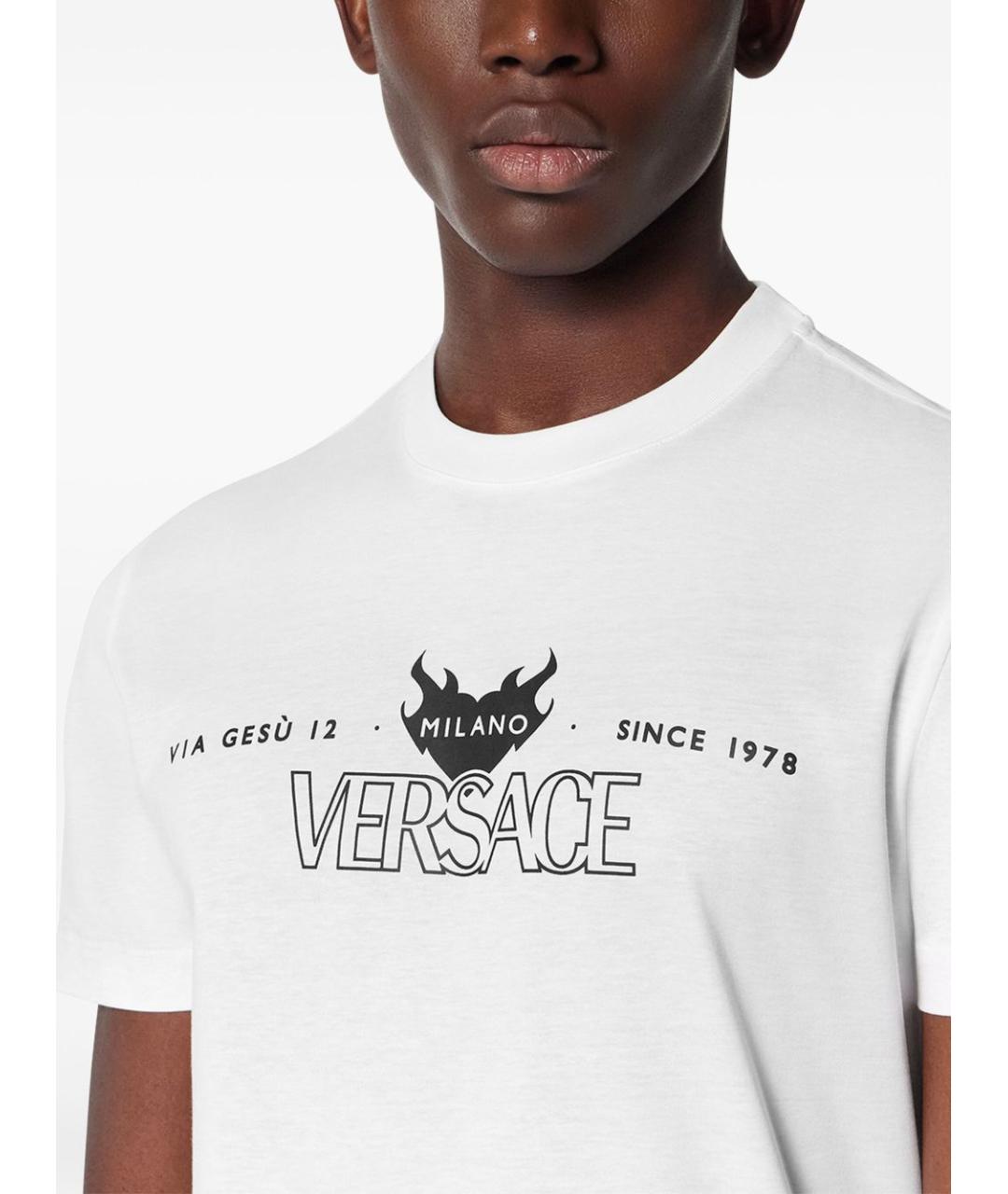 VERSACE Белая хлопковая футболка, фото 3