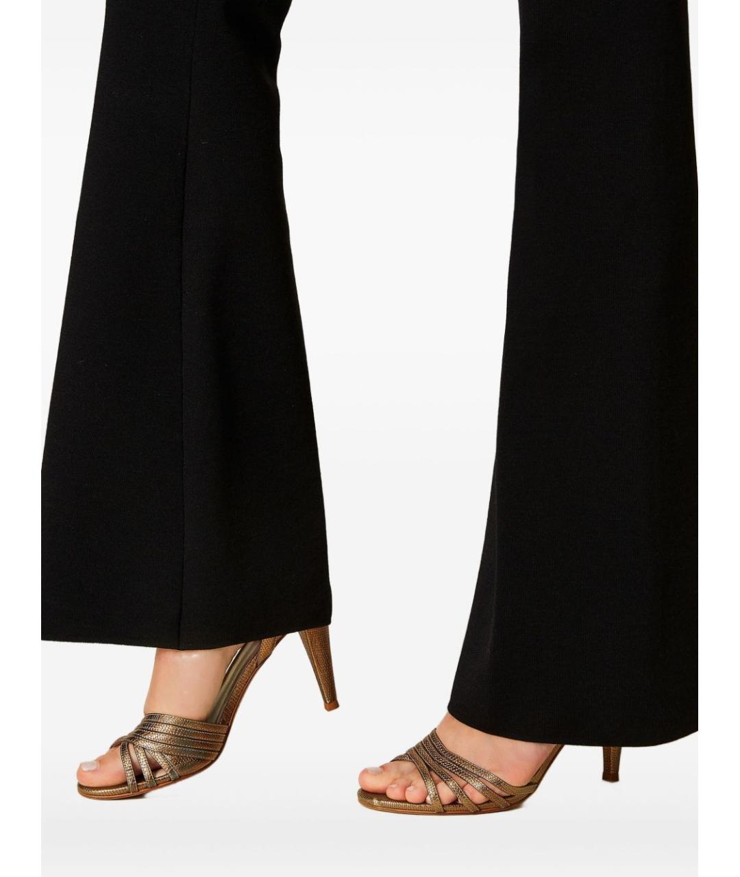 TWIN-SET Черные вискозные брюки широкие, фото 3