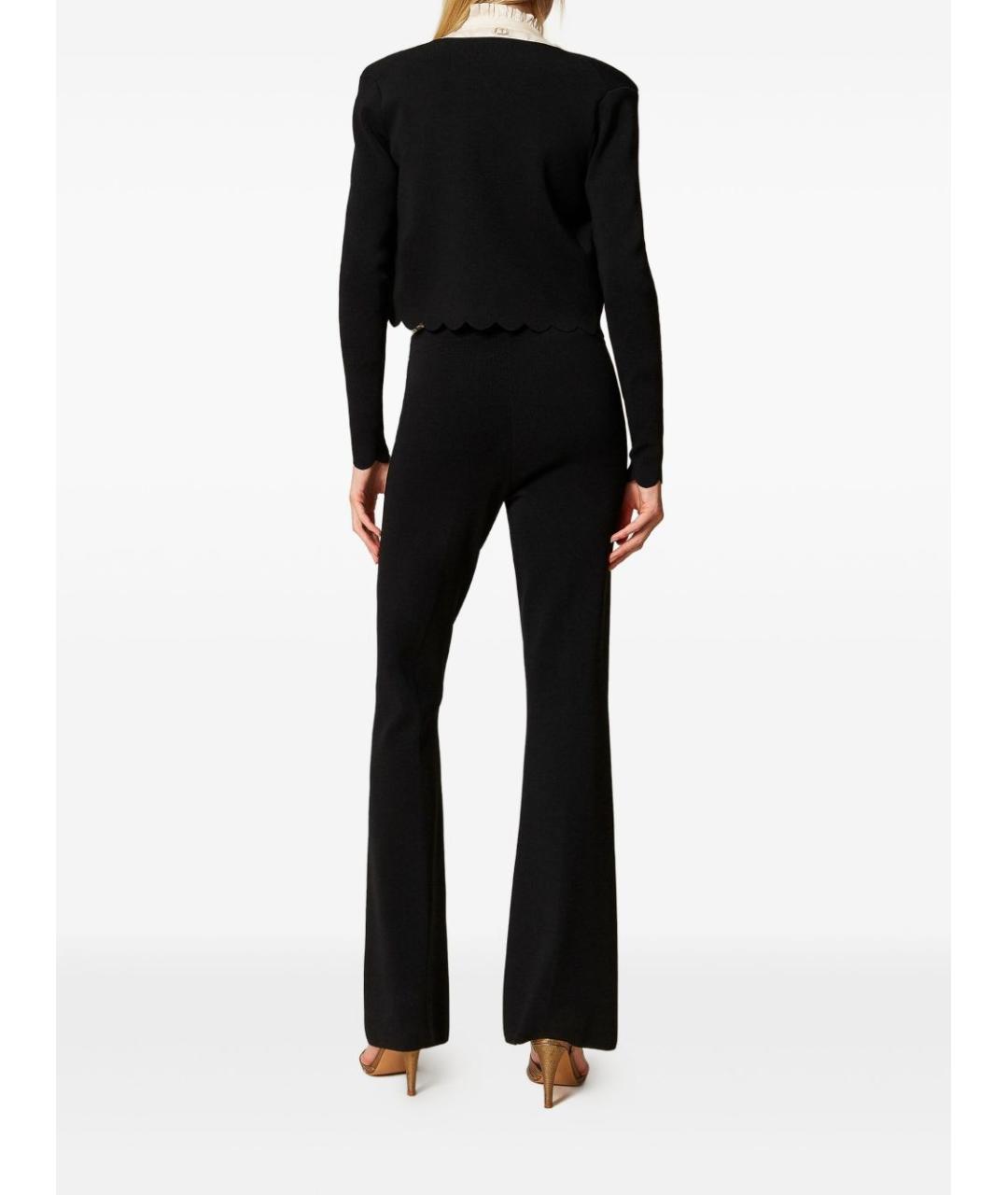 TWIN-SET Черные вискозные брюки широкие, фото 4