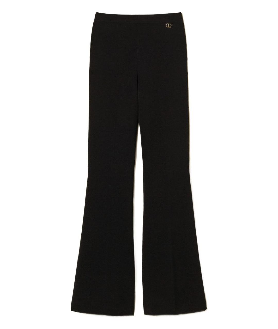 TWIN-SET Черные вискозные брюки широкие, фото 1