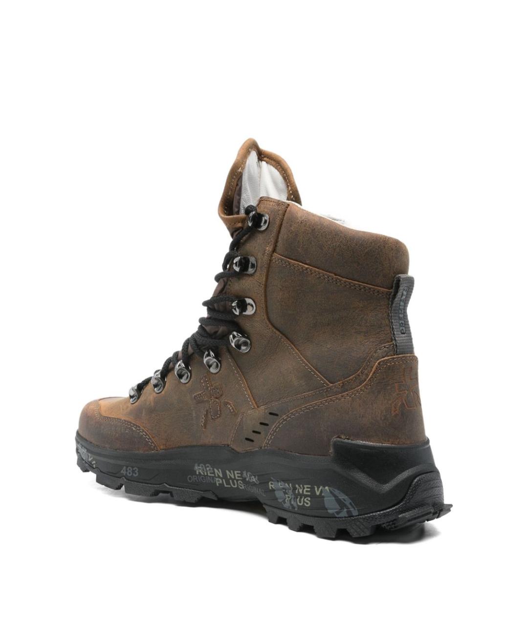 PREMIATA Коричневые кожаные низкие ботинки, фото 2