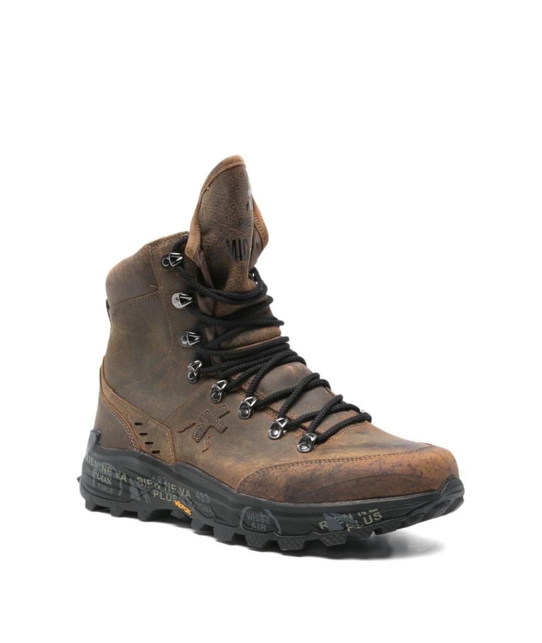 PREMIATA Коричневые кожаные низкие ботинки, фото 4