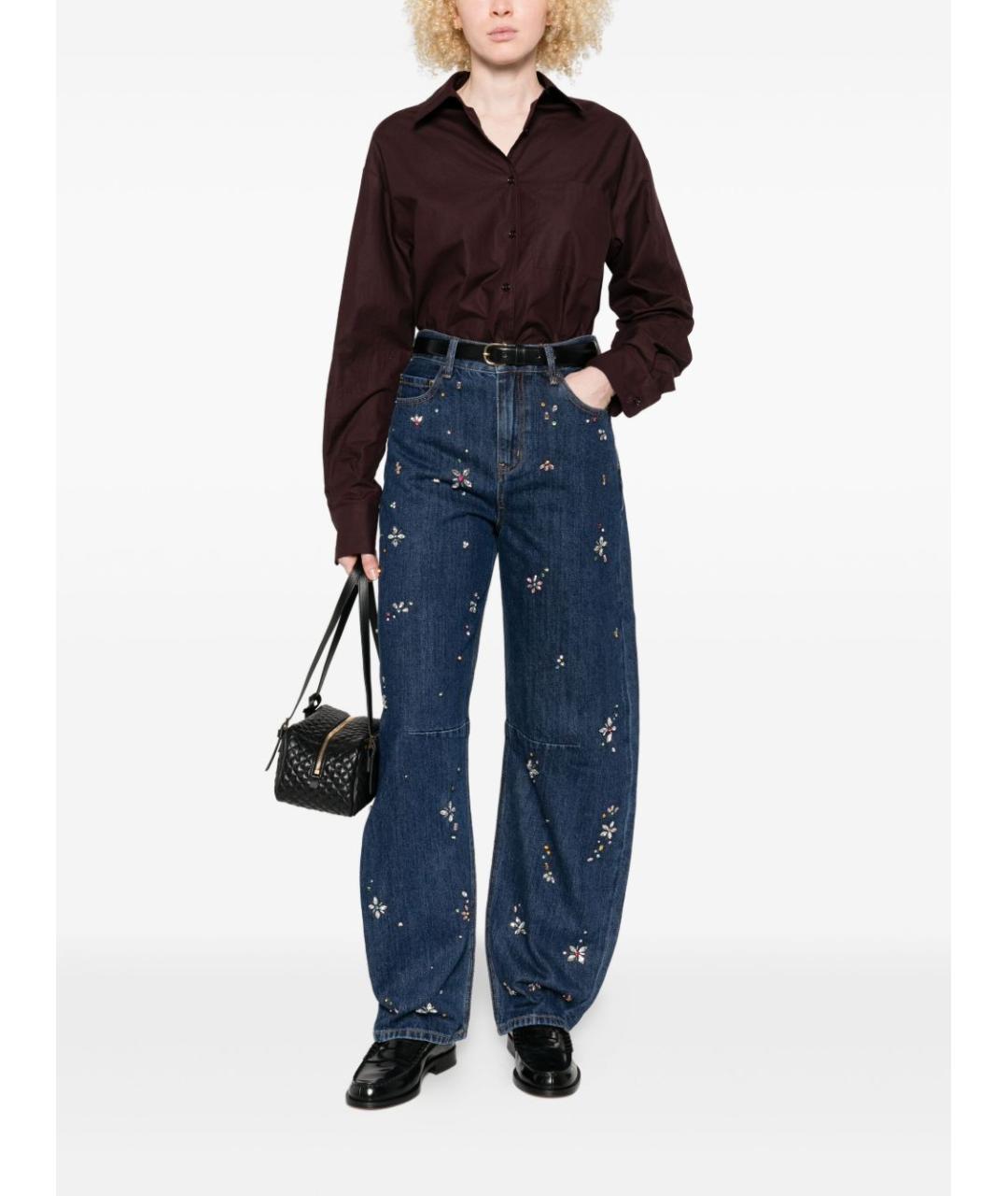 SELF-PORTRAIT Синие хлопковые прямые джинсы, фото 4