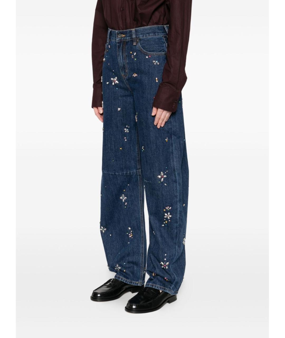 SELF-PORTRAIT Синие хлопковые прямые джинсы, фото 2