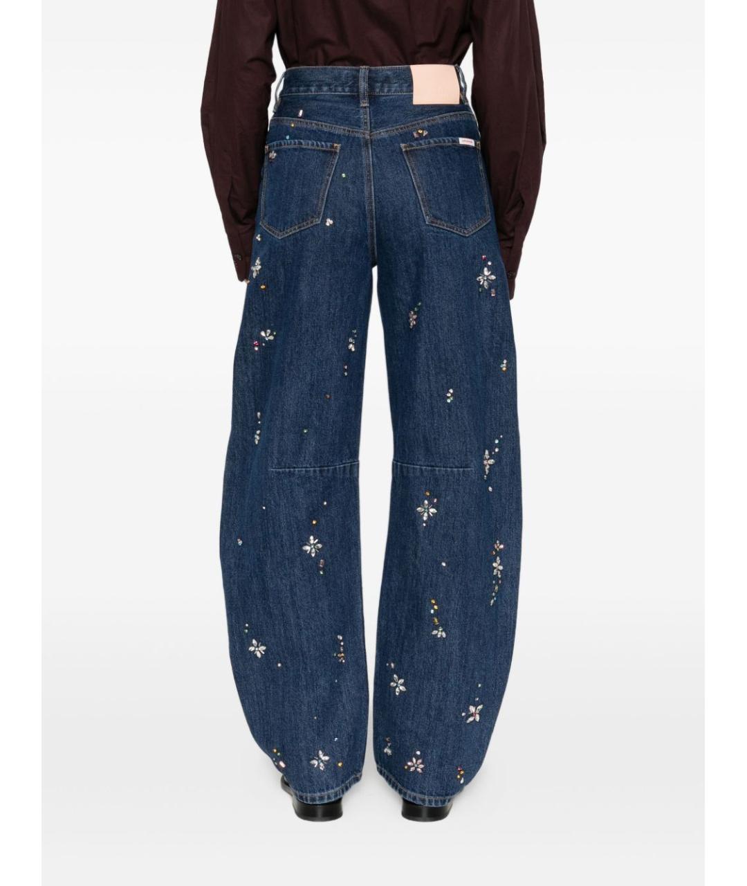 SELF-PORTRAIT Синие хлопковые прямые джинсы, фото 3