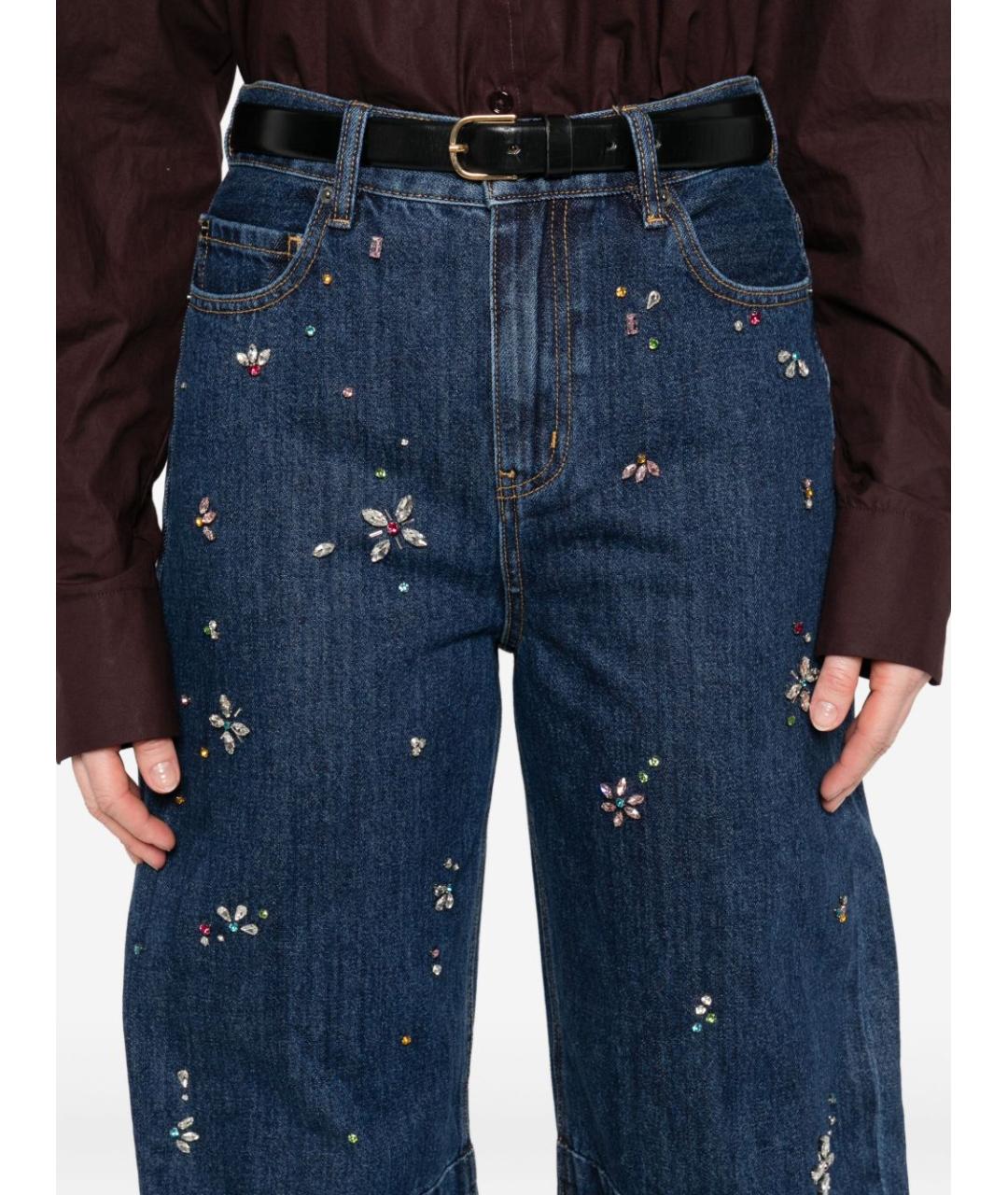 SELF-PORTRAIT Синие хлопковые прямые джинсы, фото 5