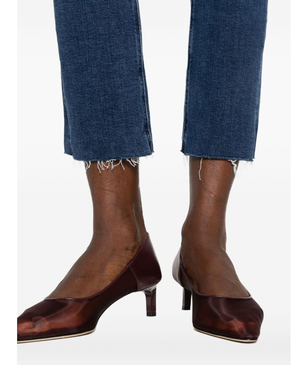 MOTHER Синие хлопковые прямые джинсы, фото 3