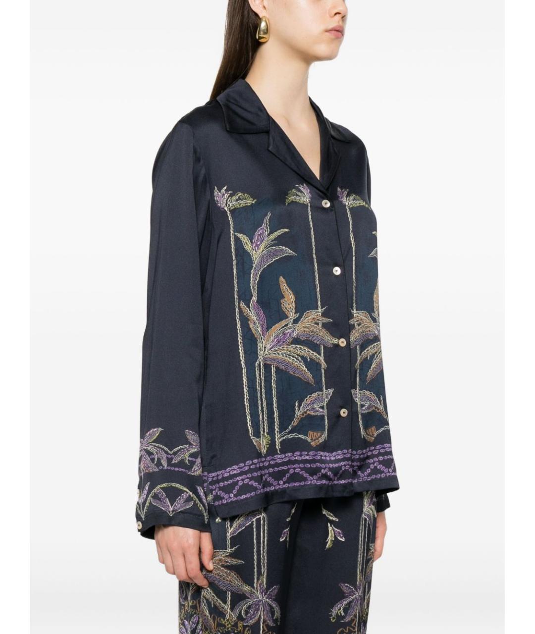 FORTE FORTE Темно-синяя вискозная рубашка, фото 2