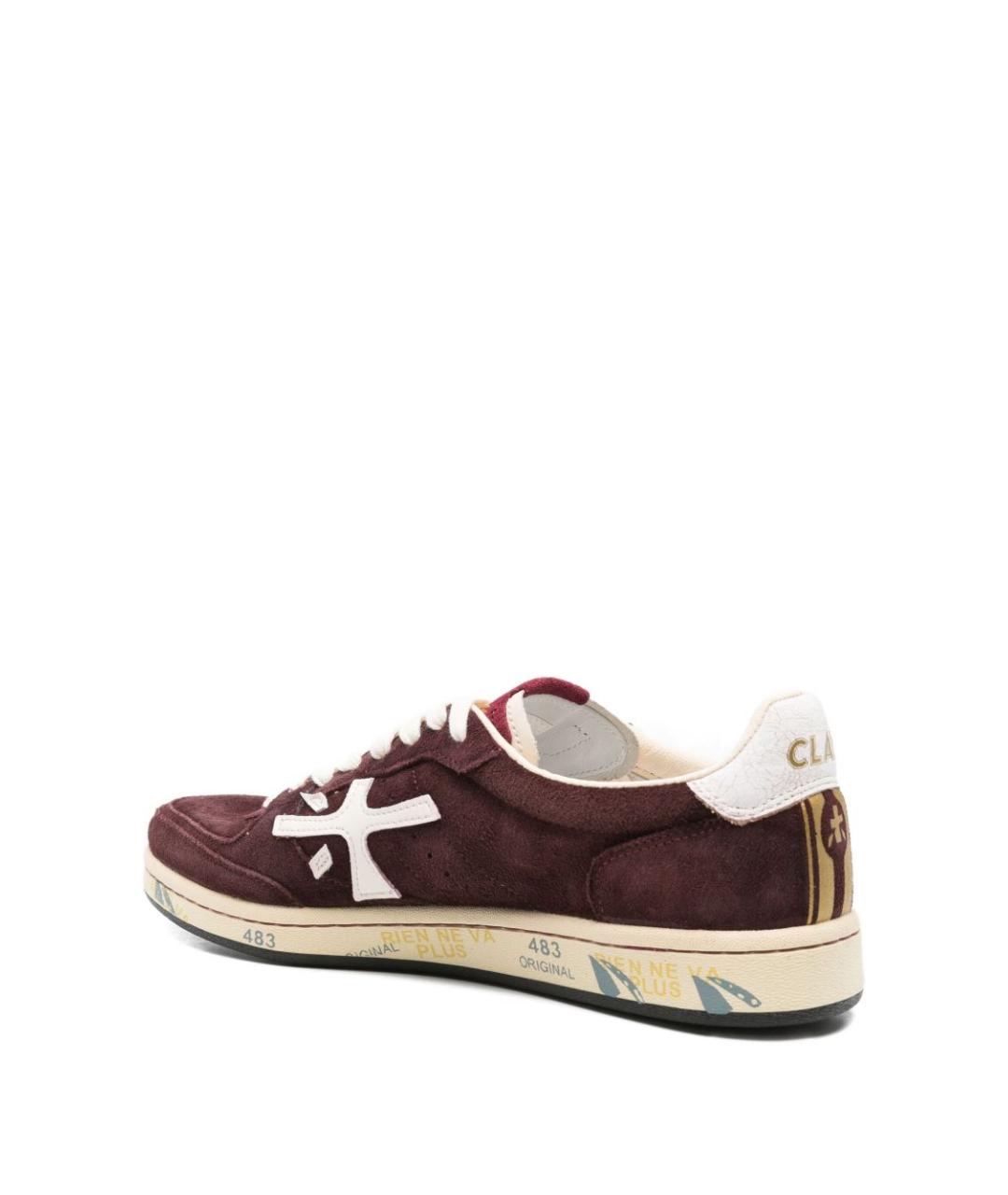 PREMIATA Бордовые замшевые низкие кроссовки / кеды, фото 4