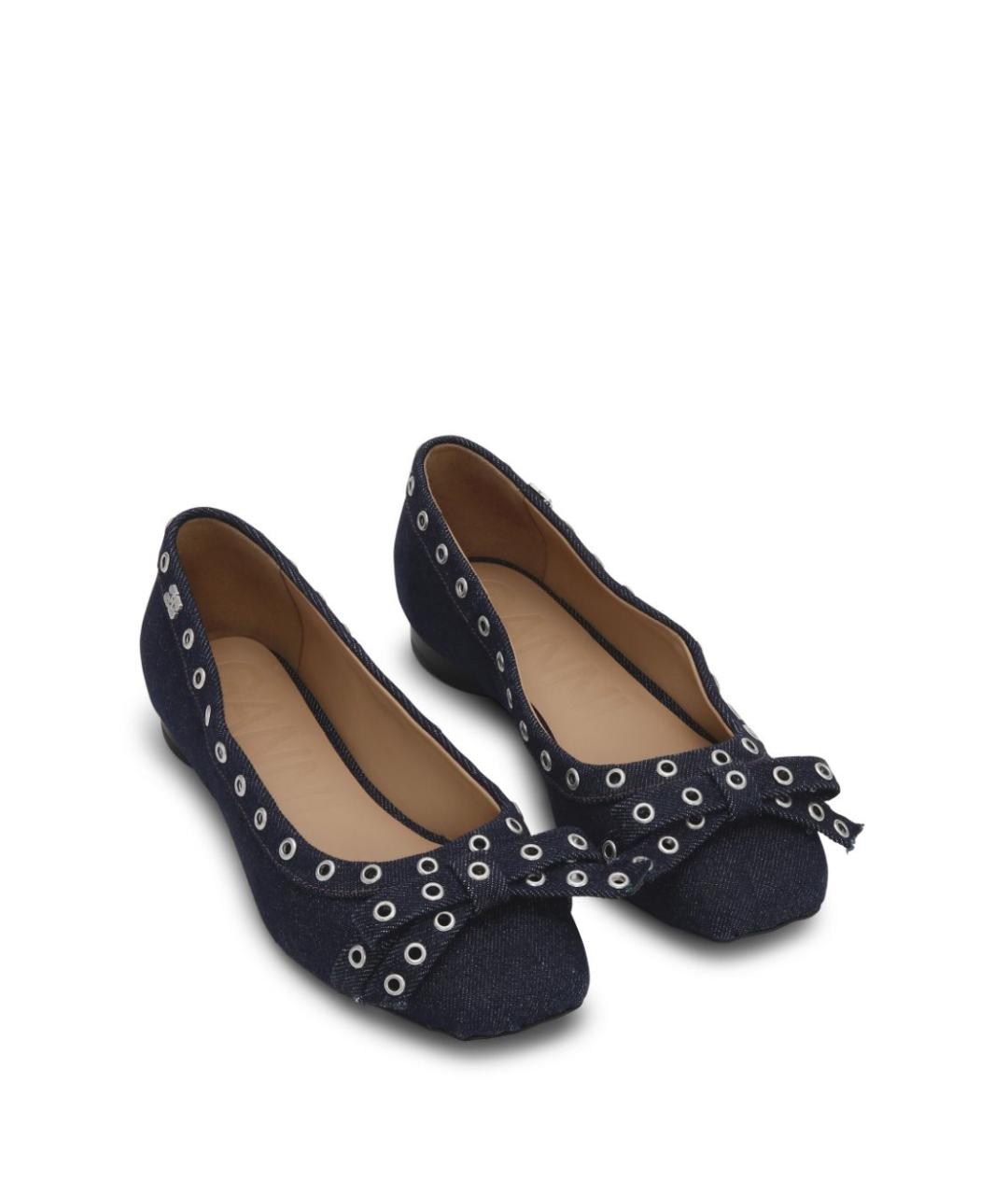 GANNI Синие текстильные балетки, фото 2