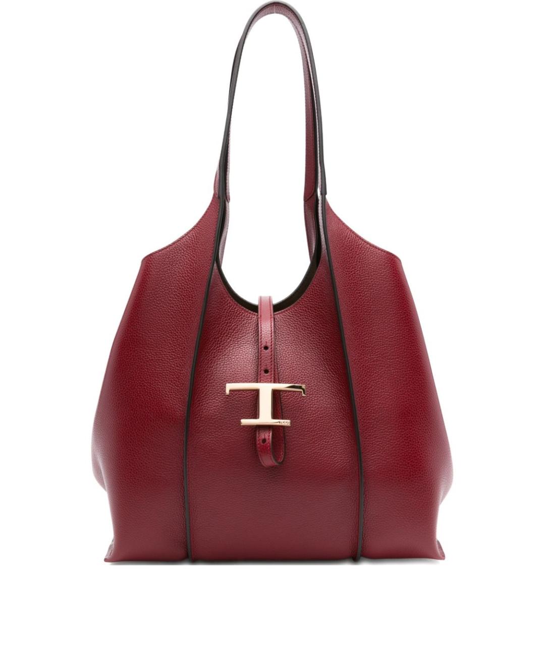 TOD'S Красная кожаная сумка тоут, фото 1