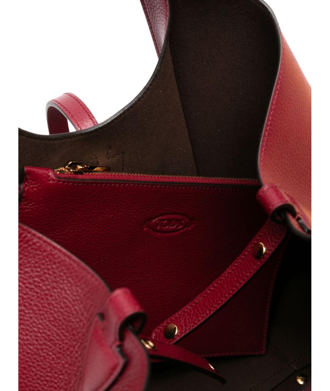 TOD'S Красная кожаная сумка тоут, фото 3