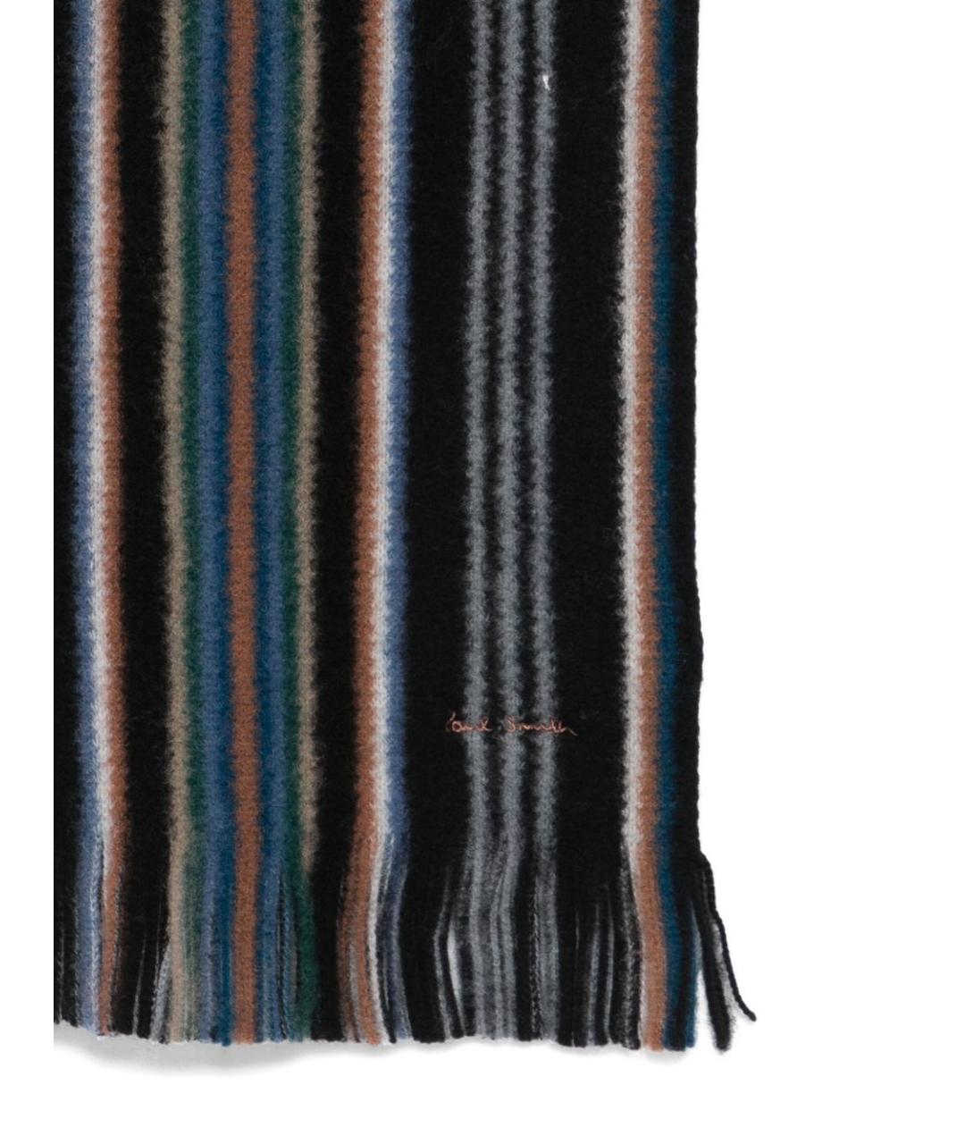PAUL SMITH Черный шерстяной шарф, фото 2
