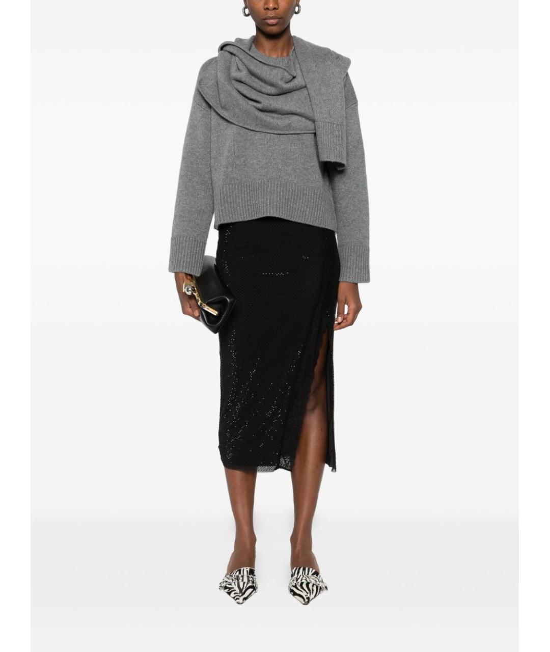 SELF-PORTRAIT Черная полиамидовая юбка миди, фото 5