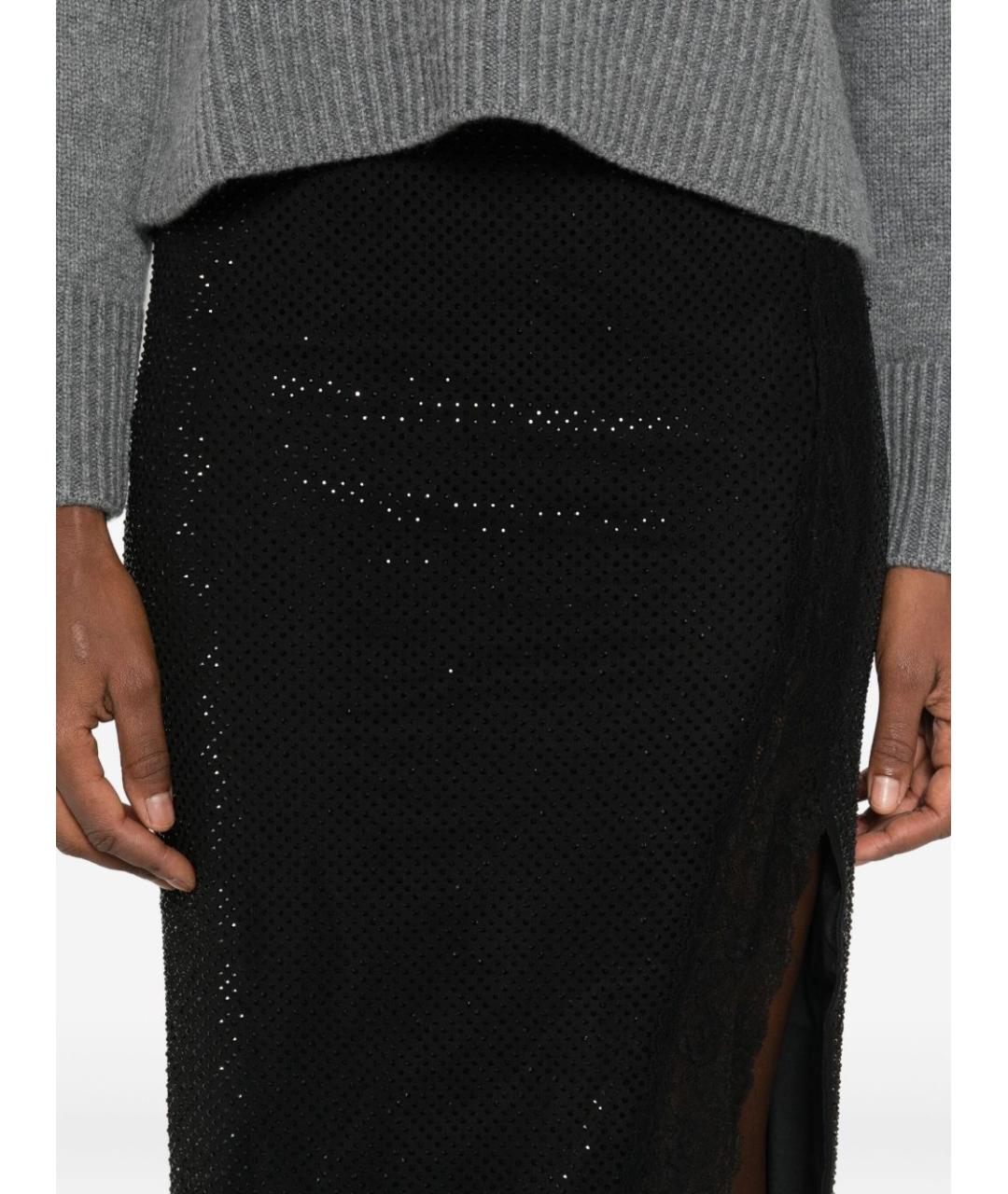 SELF-PORTRAIT Черная полиамидовая юбка миди, фото 2