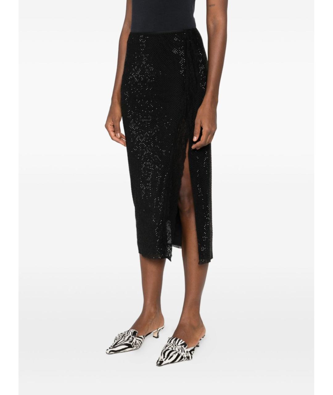 SELF-PORTRAIT Черная полиамидовая юбка миди, фото 4