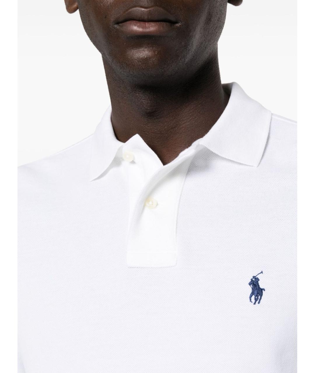 POLO RALPH LAUREN Белое хлопковое поло с длинным рукавом, фото 2