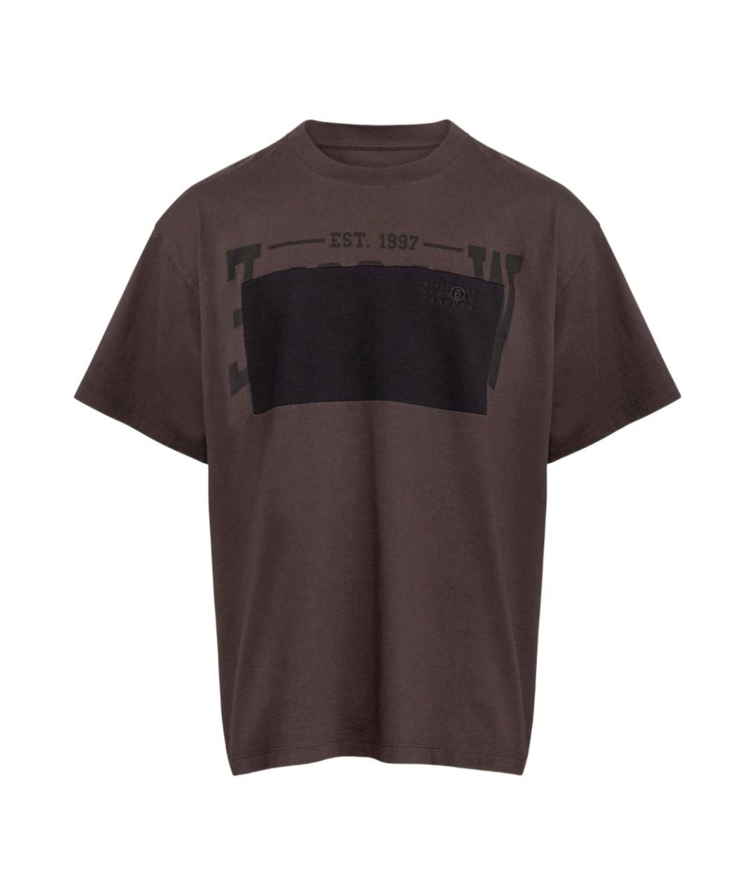 MM6 MAISON MARGIELA Коричневая хлопковая футболка, фото 1