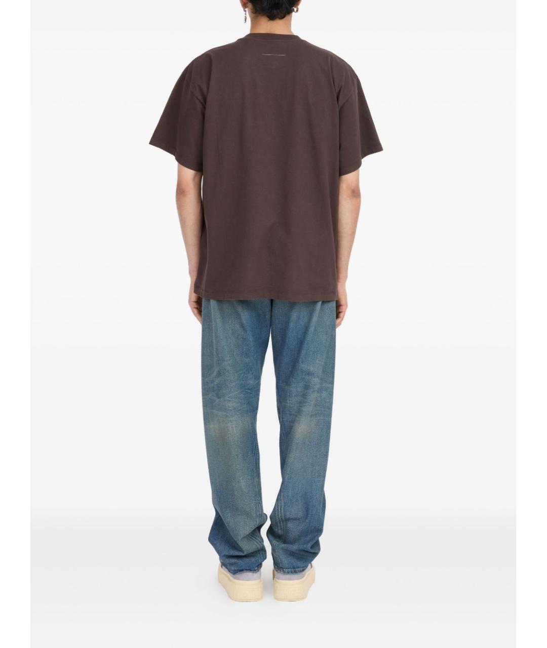 MM6 MAISON MARGIELA Коричневая хлопковая футболка, фото 4
