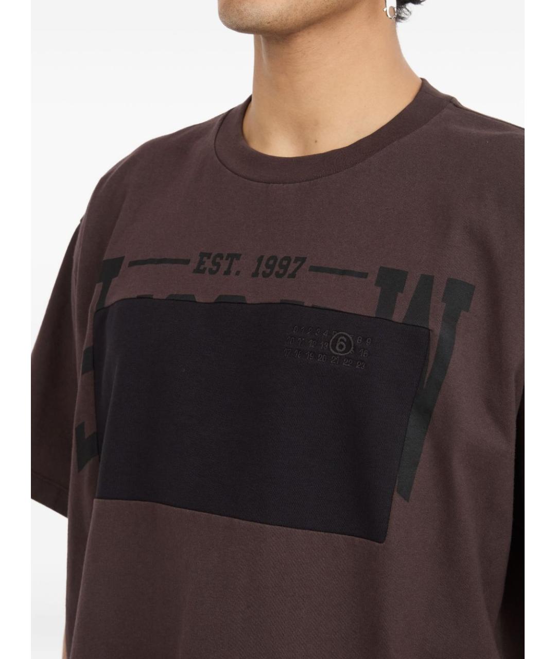 MM6 MAISON MARGIELA Коричневая хлопковая футболка, фото 3