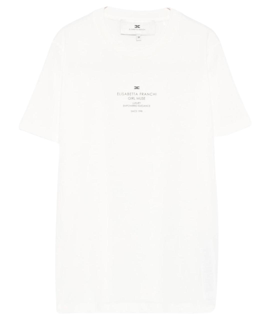 ELISABETTA FRANCHI Белая хлопковая футболка, фото 1