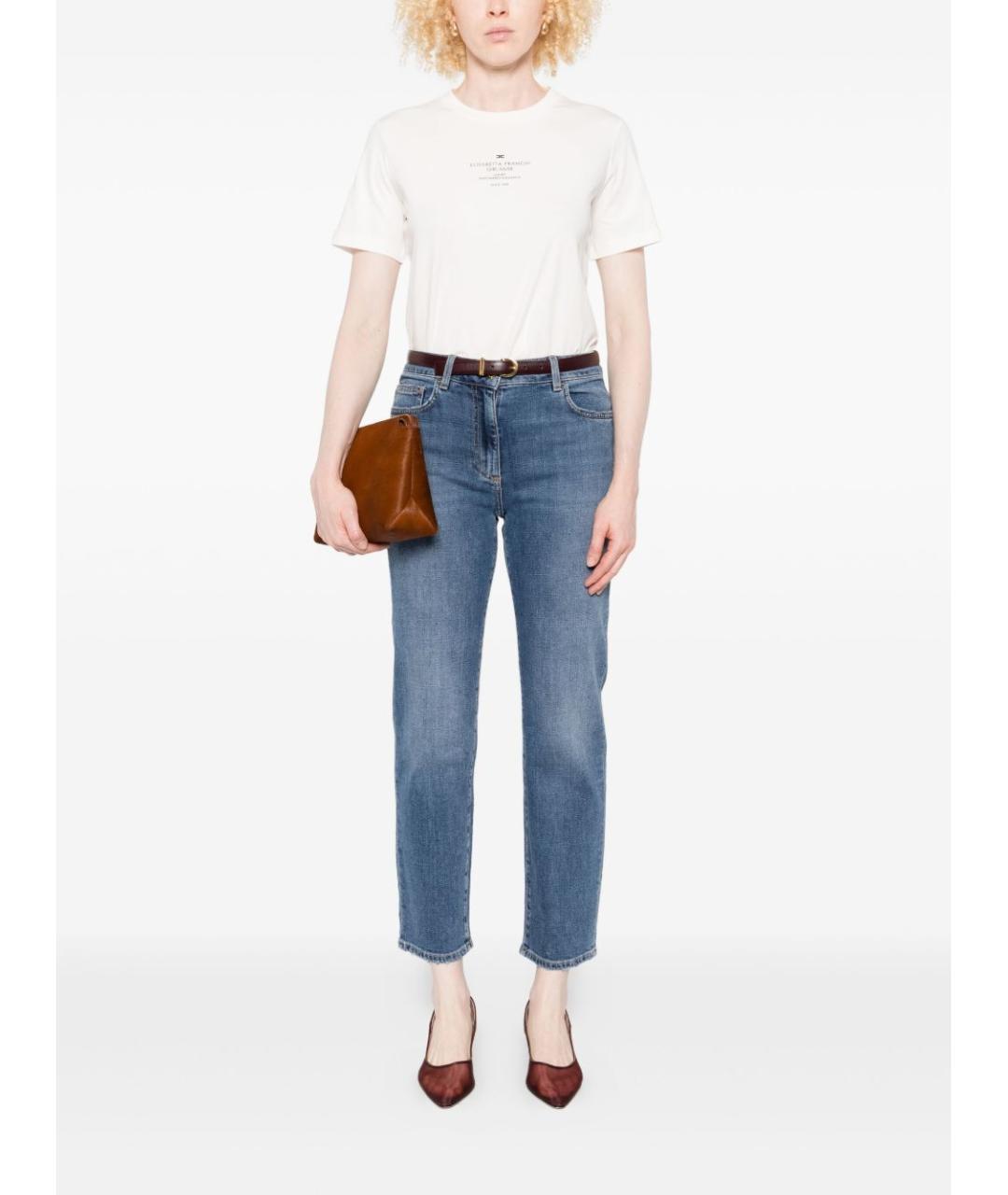 ELISABETTA FRANCHI Белая хлопковая футболка, фото 5