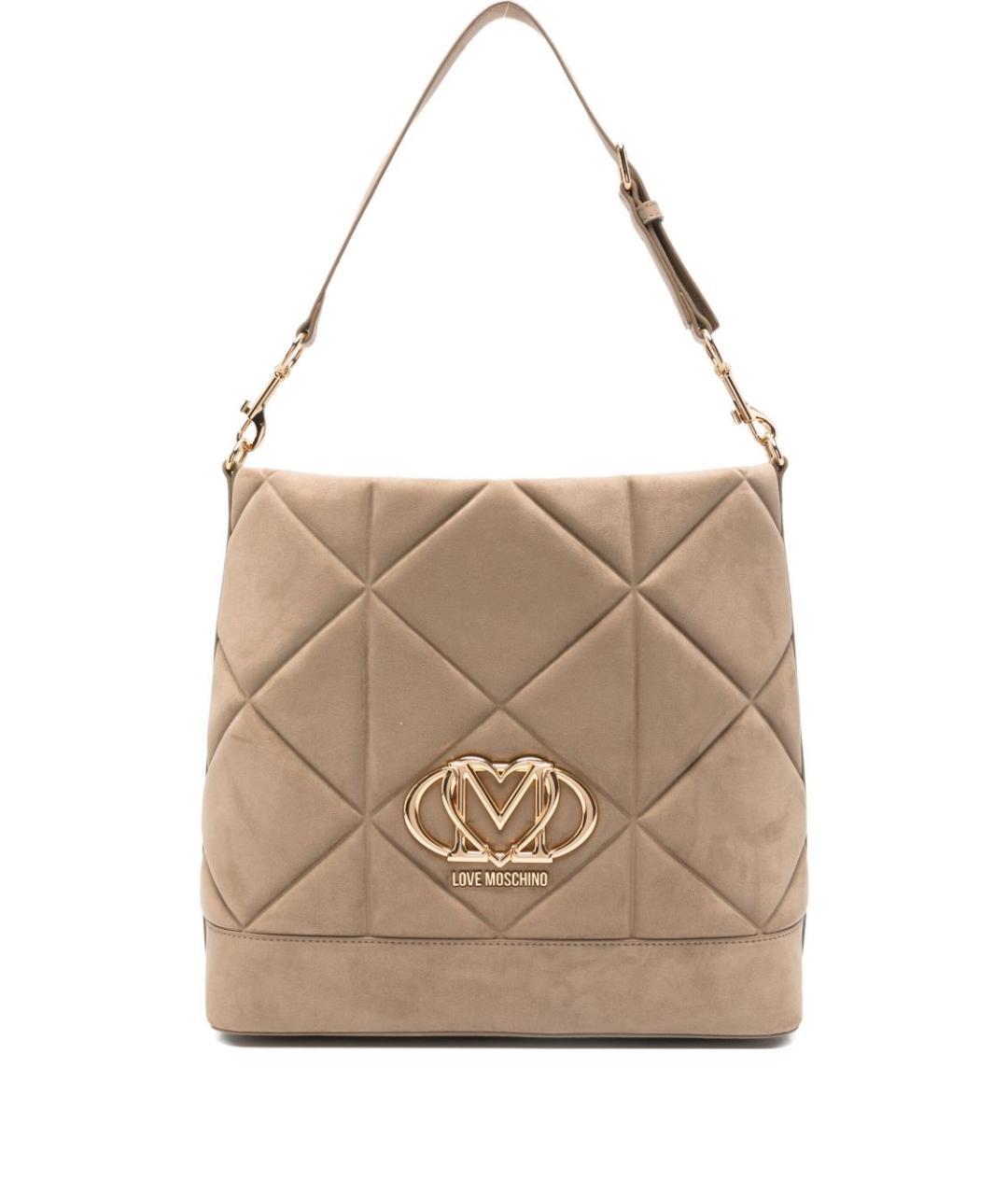 LOVE MOSCHINO Бежевая синтетическая сумка с короткими ручками, фото 1