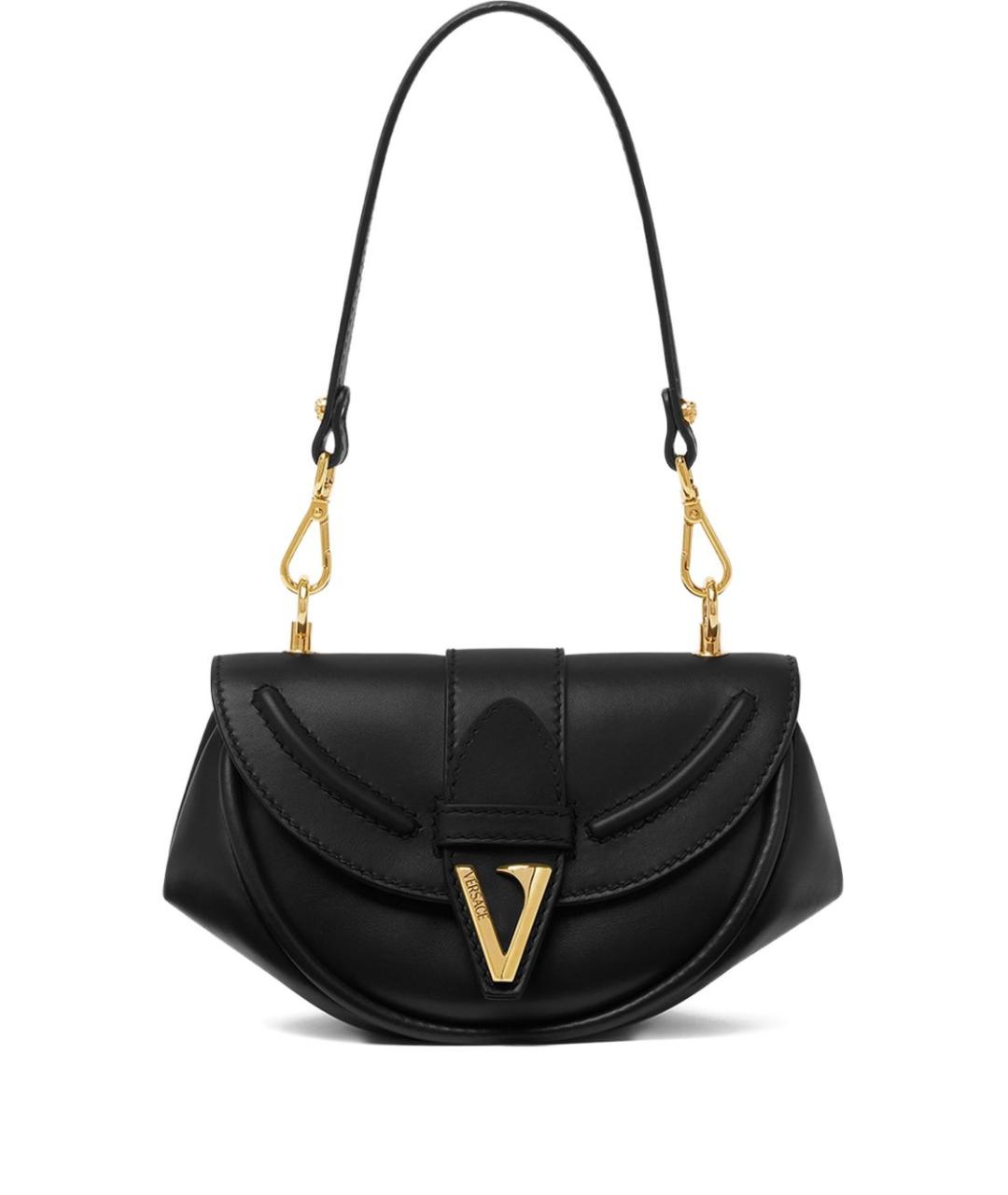 VERSACE Черная кожаная сумка через плечо, фото 1