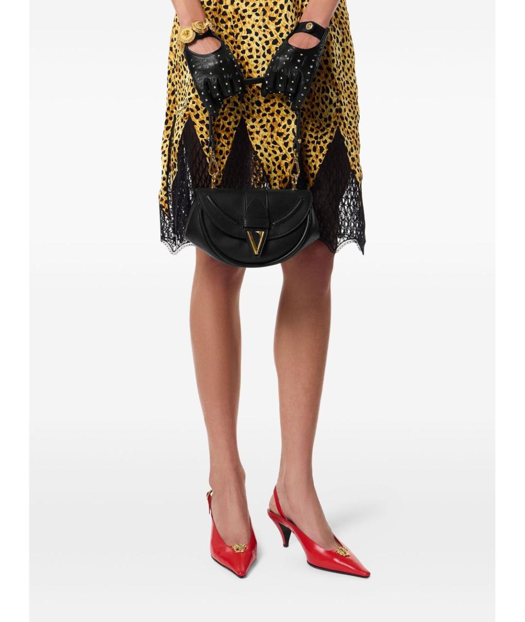 VERSACE Черная кожаная сумка через плечо, фото 3