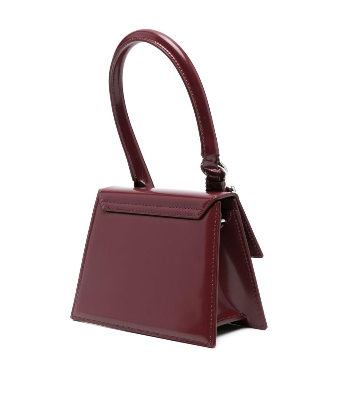 JACQUEMUS Бордовая кожаная сумка с короткими ручками, фото 4