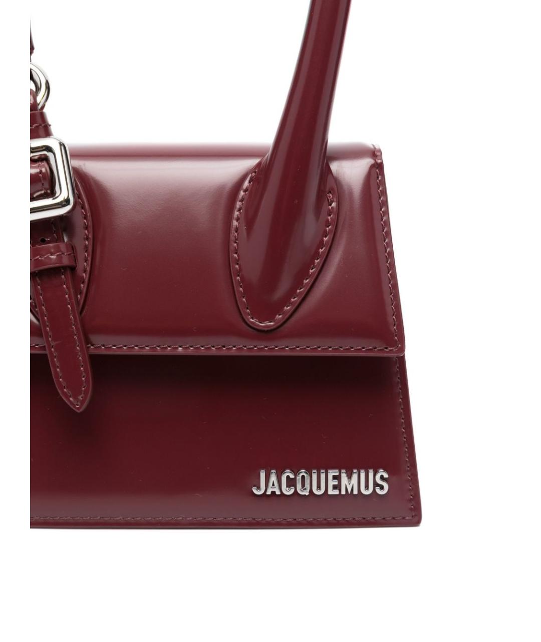 JACQUEMUS Бордовая кожаная сумка с короткими ручками, фото 2