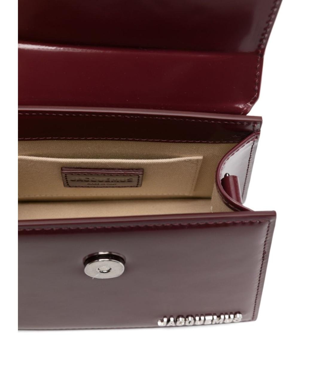 JACQUEMUS Бордовая кожаная сумка с короткими ручками, фото 3