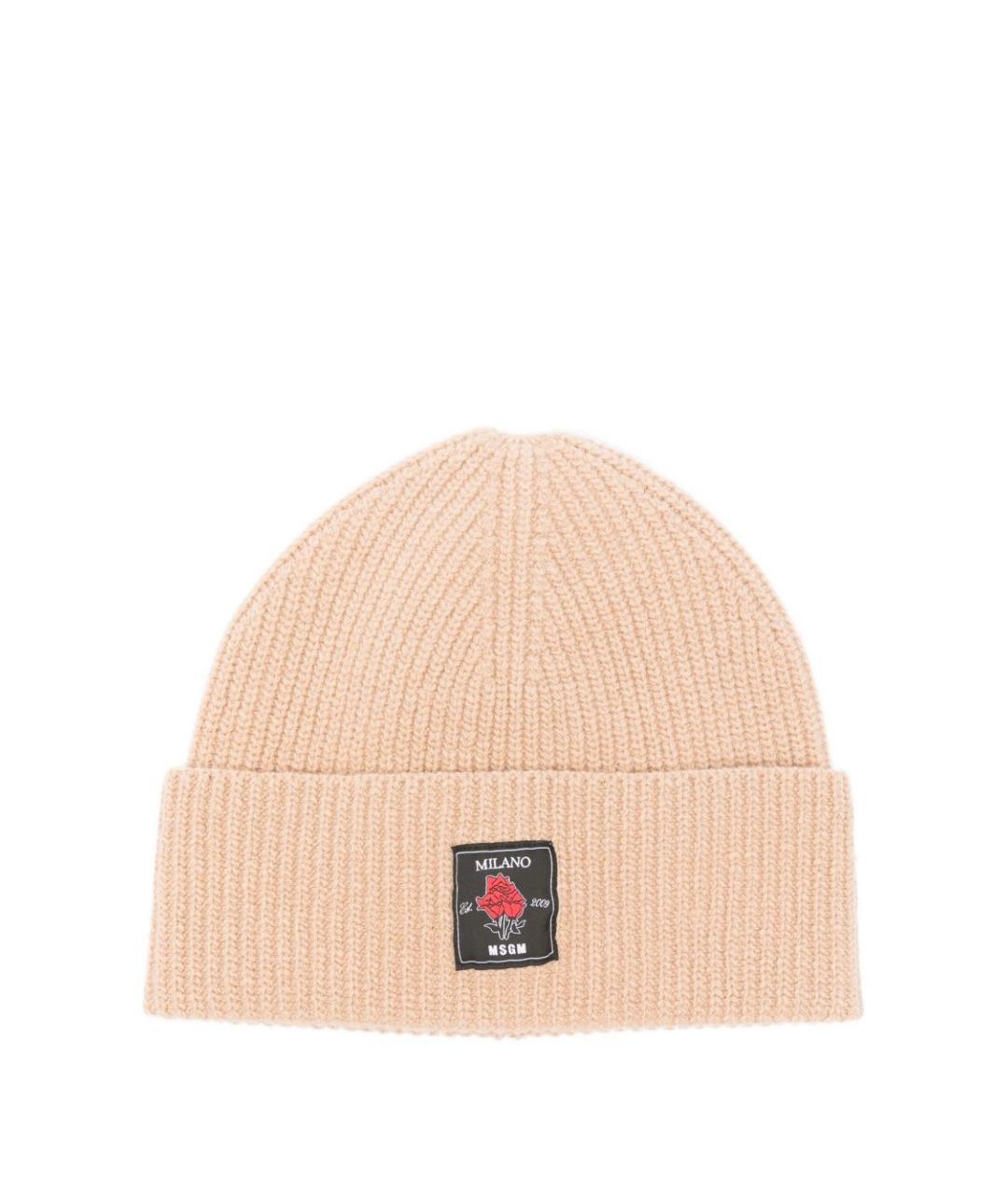 MSGM Бежевая шерстяная шапка, фото 1