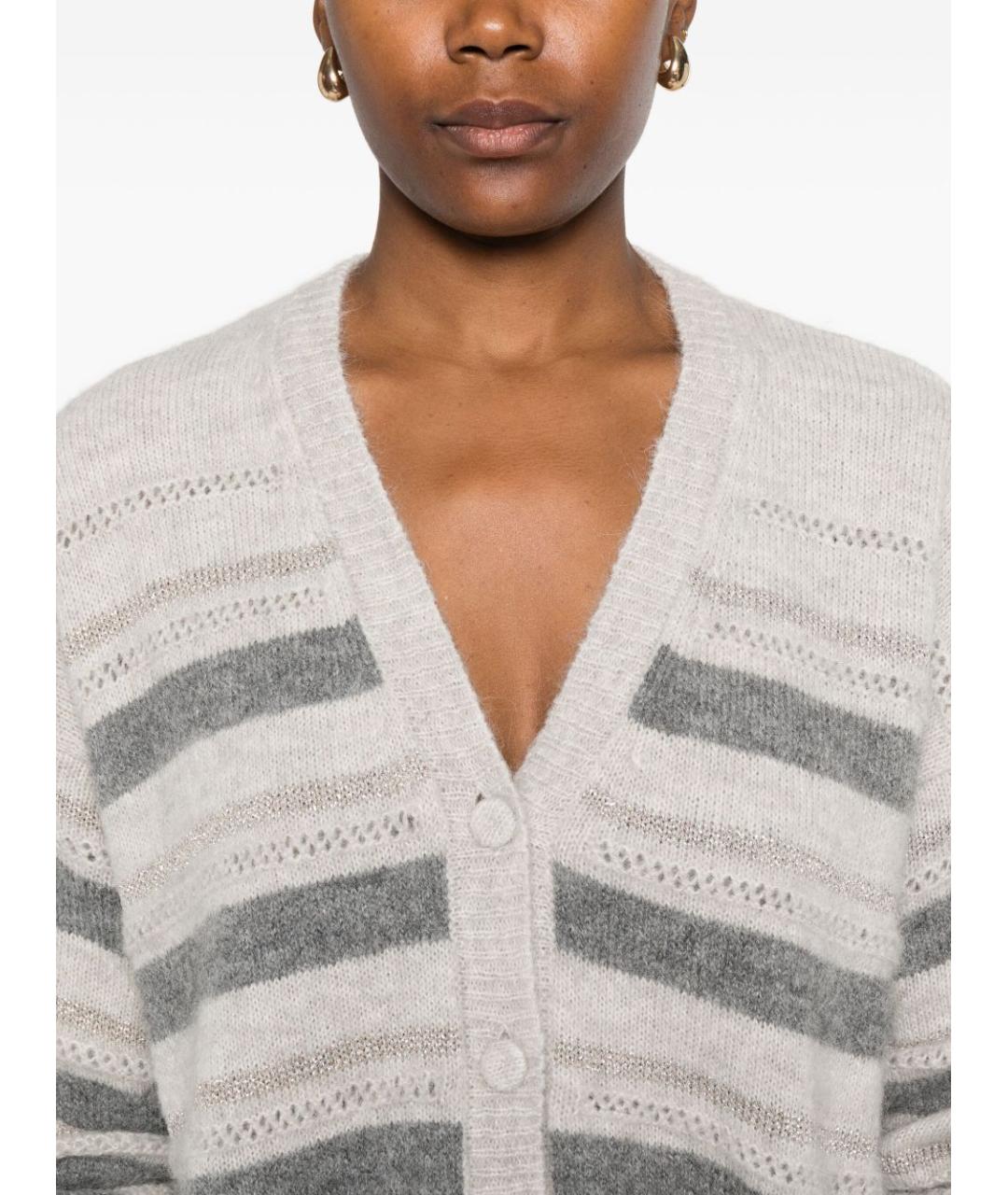 TWIN-SET Серый шерстяной кардиган, фото 3