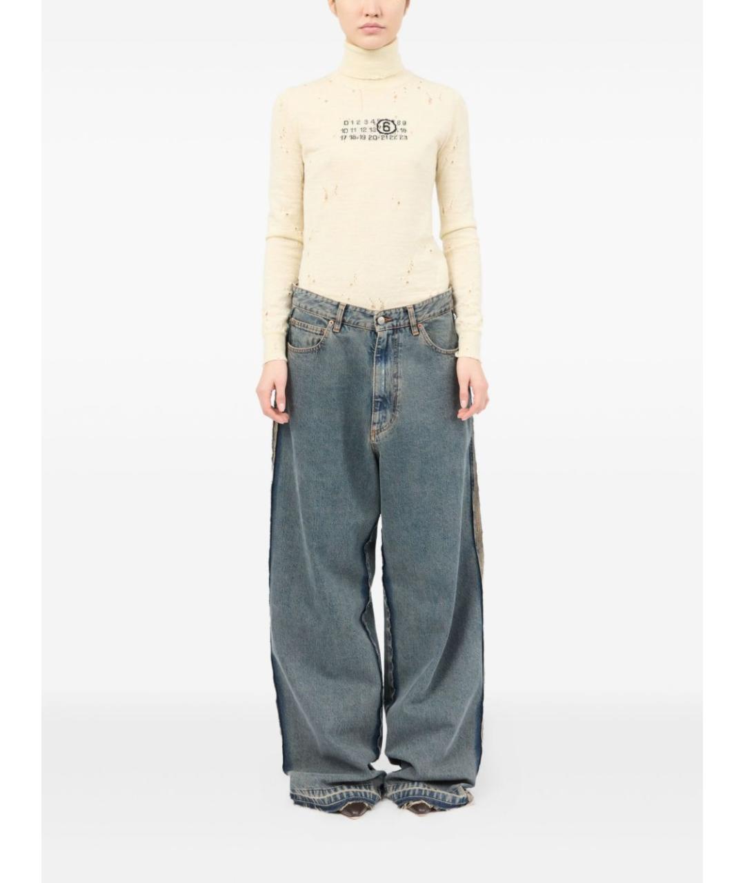 MM6 MAISON MARGIELA Голубые хлопковые прямые джинсы, фото 6