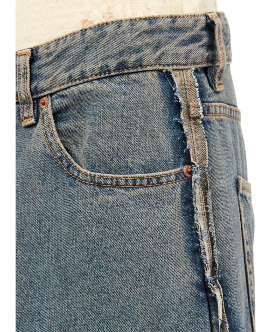 MM6 MAISON MARGIELA Голубые хлопковые прямые джинсы, фото 7