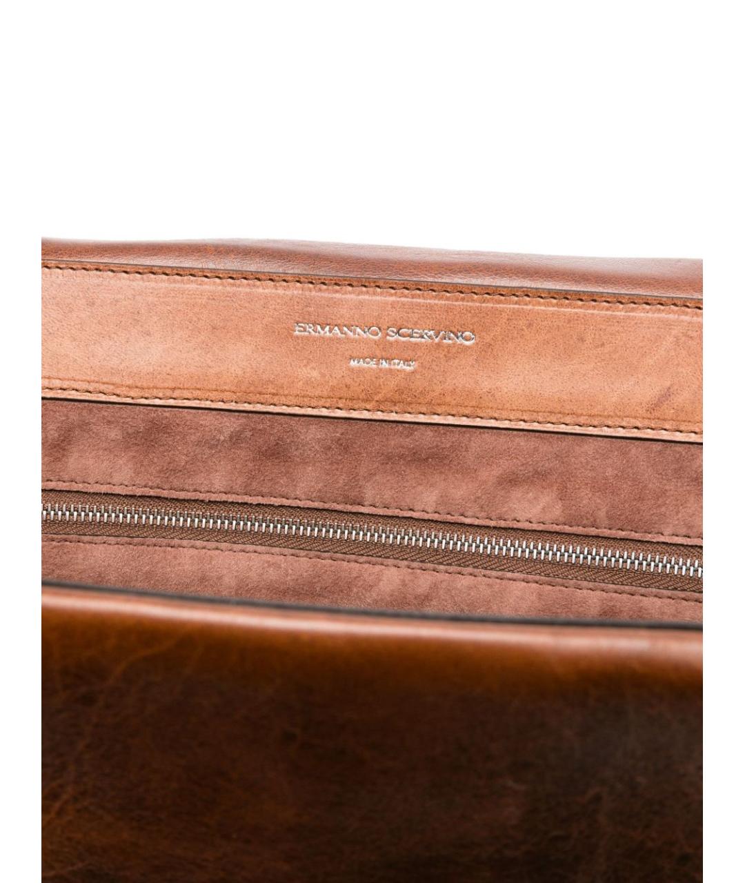 ERMANNO SCERVINO Коричневая кожаная сумка тоут, фото 4