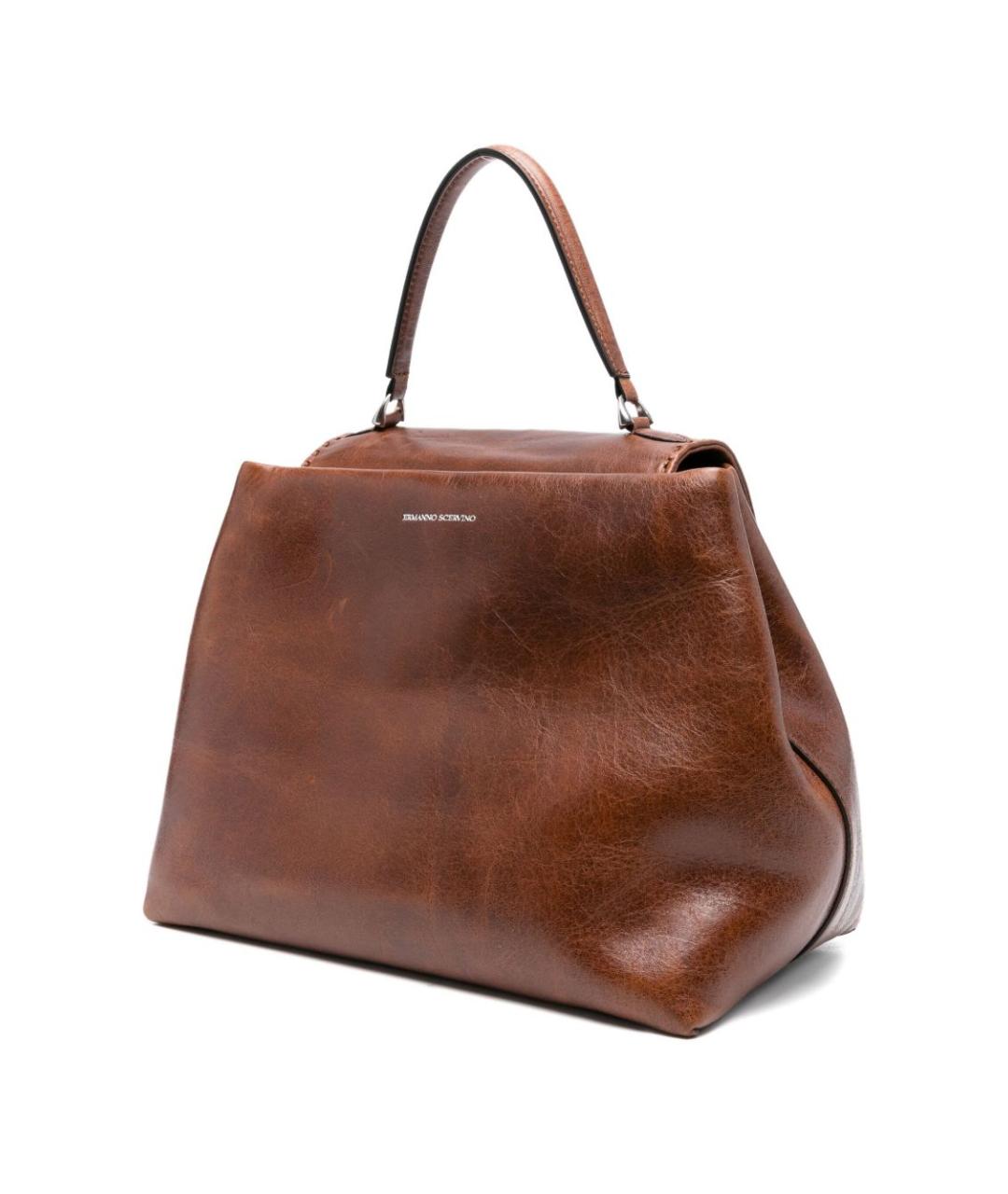 ERMANNO SCERVINO Коричневая кожаная сумка тоут, фото 2