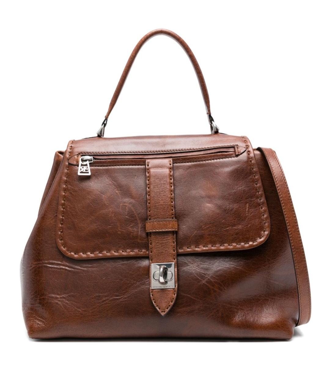 ERMANNO SCERVINO Коричневая кожаная сумка тоут, фото 1