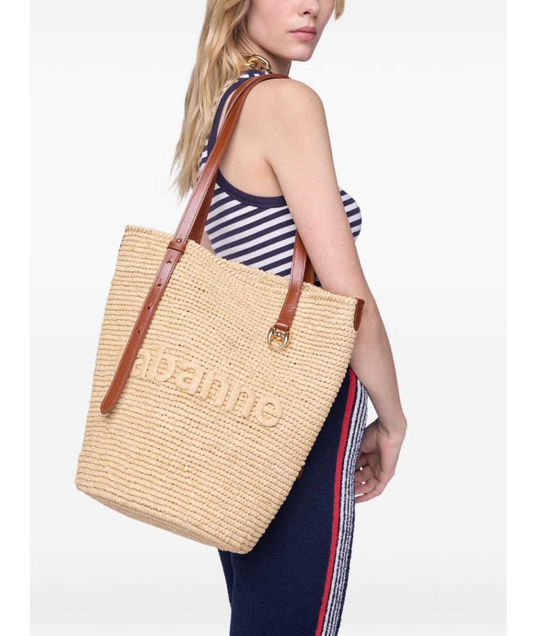 PACO RABANNE Бежевая сумка тоут, фото 3