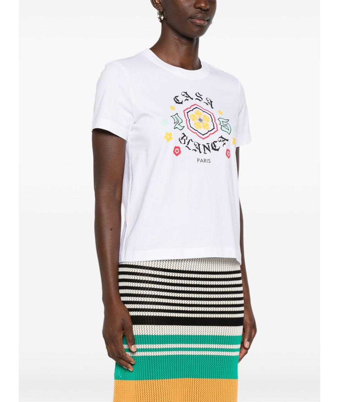 CASABLANCA Белая хлопковая футболка, фото 4