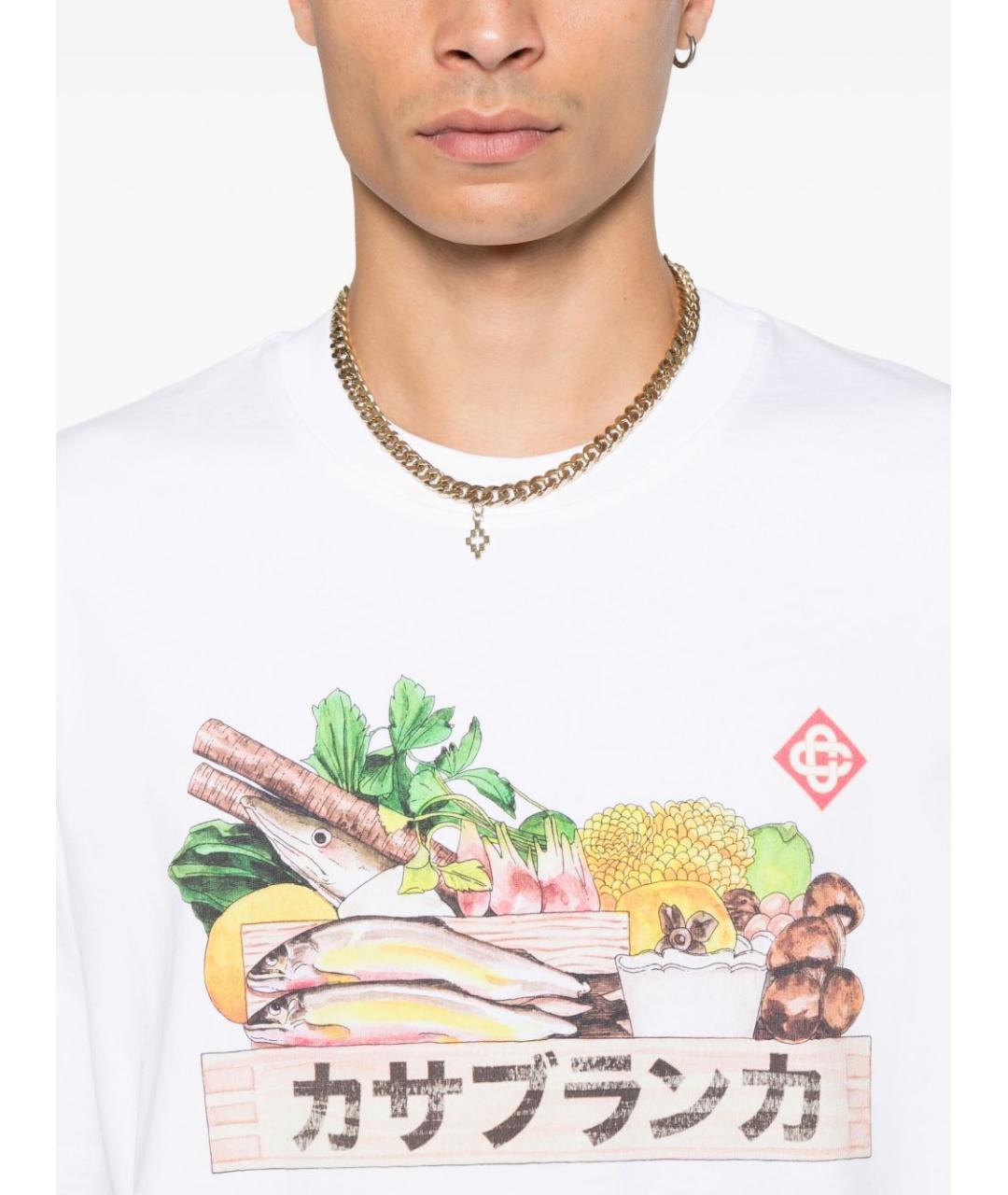 CASABLANCA Белая хлопковая футболка, фото 3