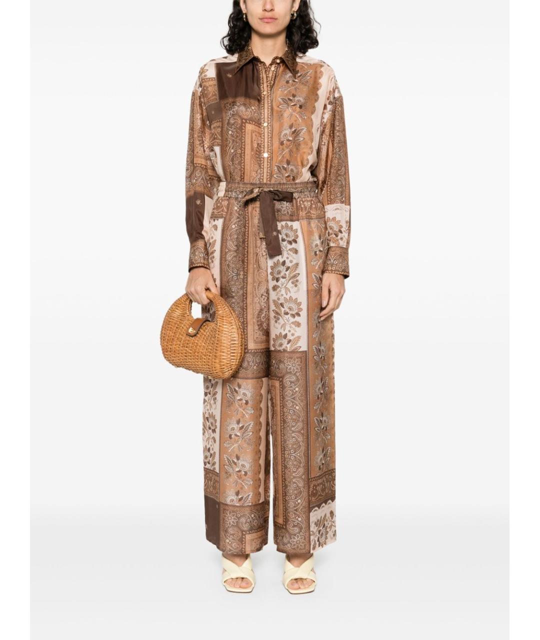 ZIMMERMANN Коричневая шелковая рубашка, фото 3