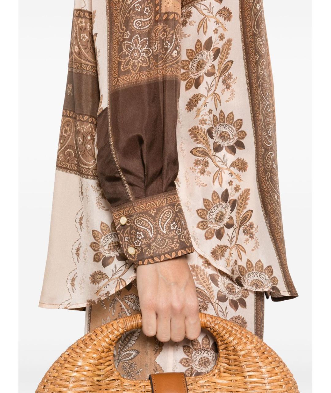 ZIMMERMANN Коричневая шелковая рубашка, фото 4