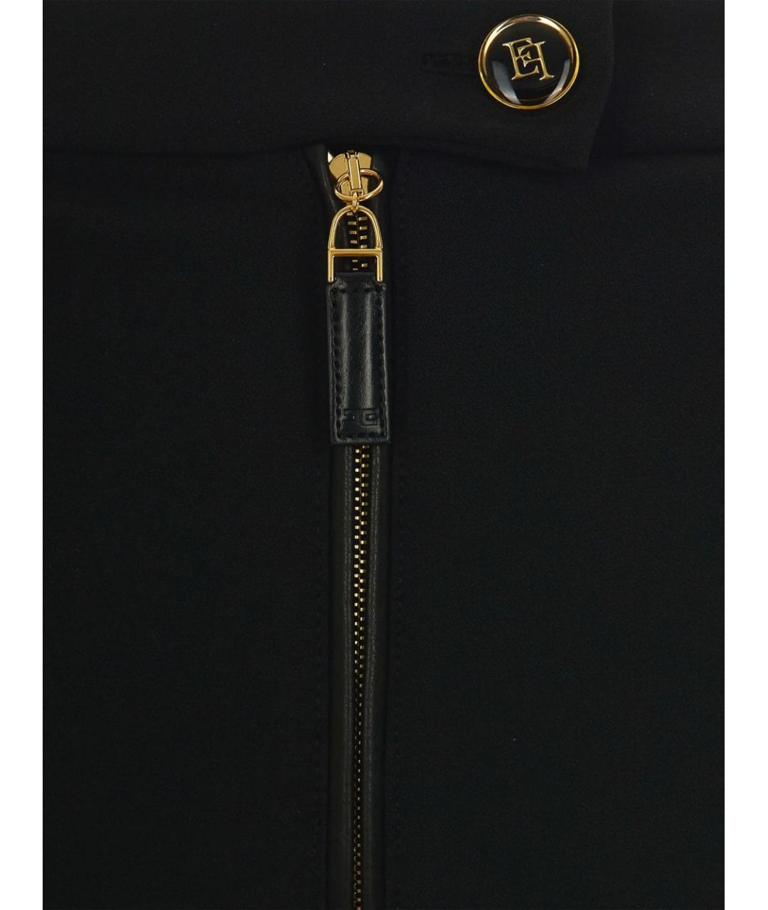 ELISABETTA FRANCHI Черные полиэстеровые прямые брюки, фото 2