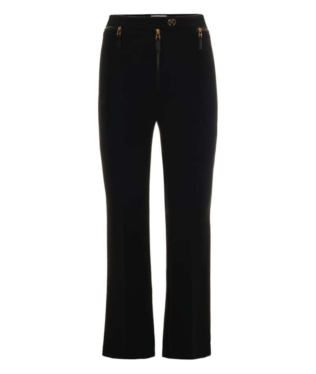 ELISABETTA FRANCHI Черные полиэстеровые прямые брюки, фото 1