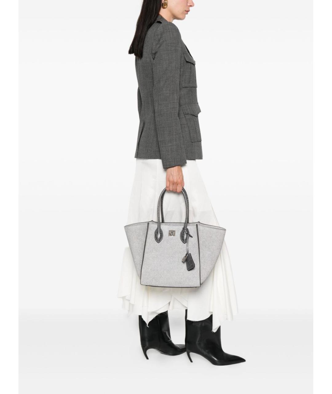 ERMANNO SCERVINO Серая шерстяная сумка тоут, фото 4