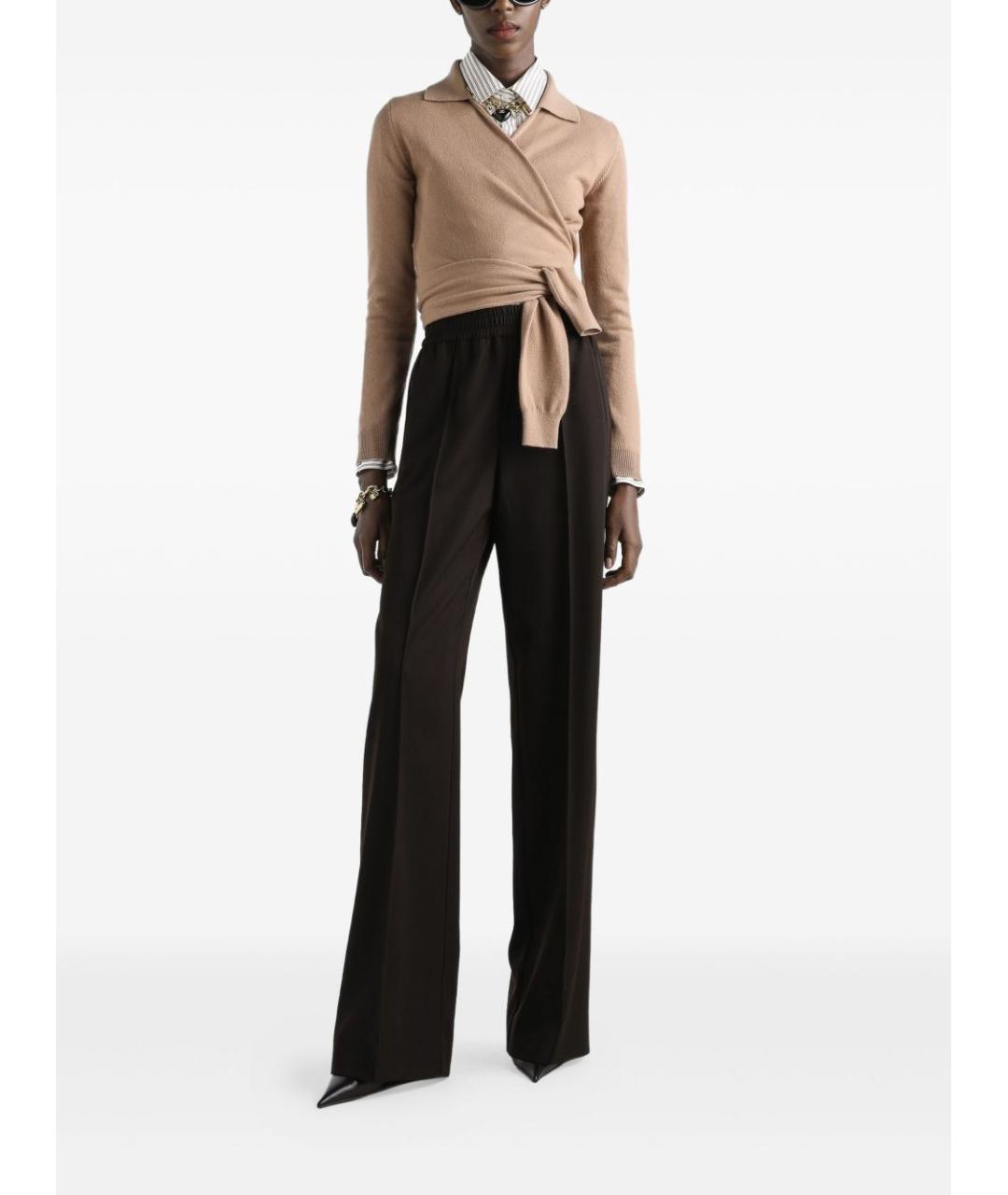 DOLCE&GABBANA Коричневые шерстяные прямые брюки, фото 5