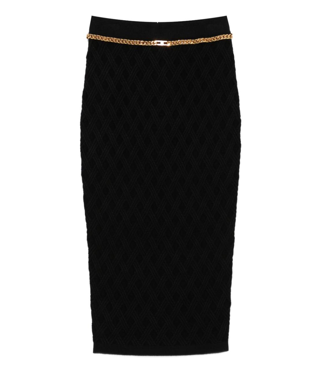 ELISABETTA FRANCHI Черная вискозная юбка миди, фото 1